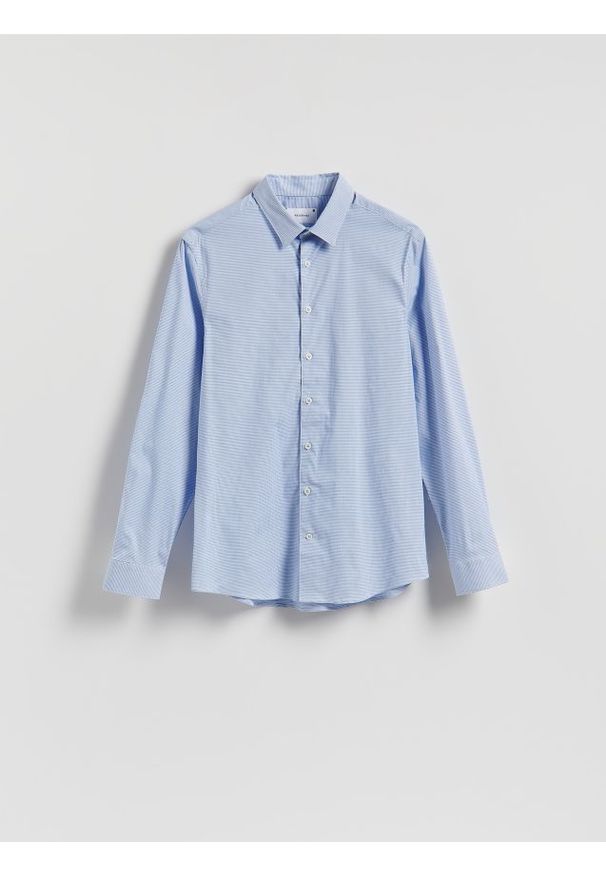 Reserved - Koszula slim fit w kratę - jasnoniebieski. Kolor: niebieski. Materiał: tkanina, bawełna
