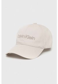 Calvin Klein czapka z daszkiem bawełniana kolor szary z aplikacją. Kolor: szary. Materiał: bawełna. Wzór: aplikacja #1