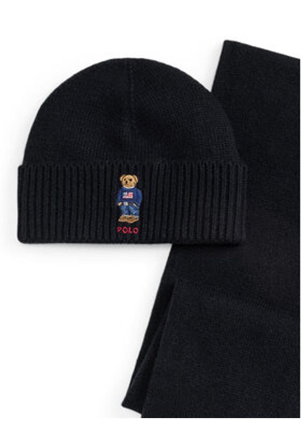 Polo Ralph Lauren Zestaw Szalik i Czapka 449P02050001 Czarny. Kolor: czarny. Materiał: wełna, materiał