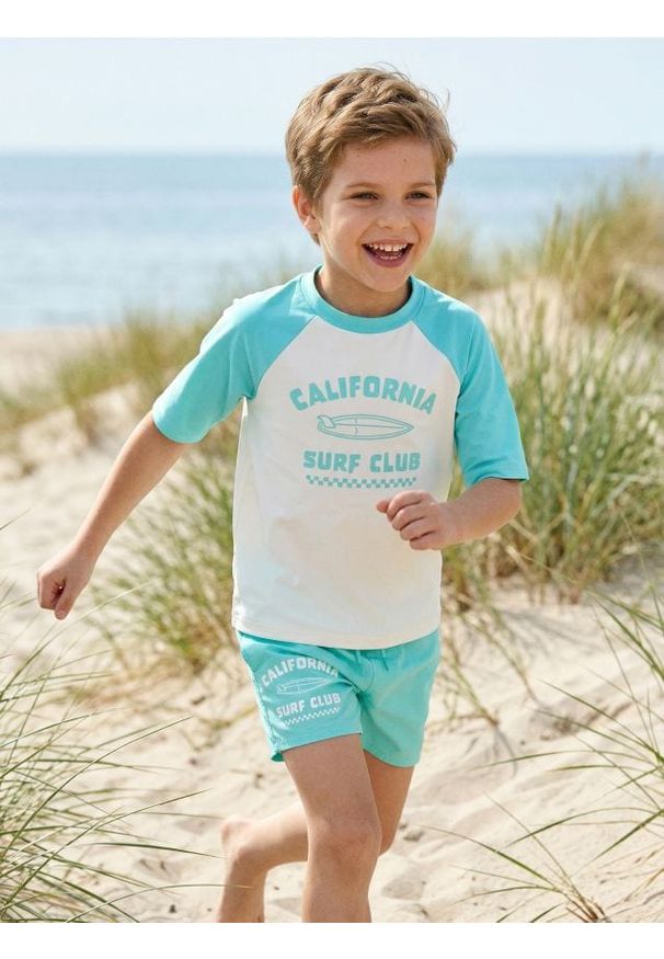 Sinsay - Szorty kąpielowe z napisem "California Surf Club" - zielony. Kolor: zielony. Wzór: napisy