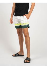 Karl Lagerfeld Kąpielówki "Golf" | KL22MBS03 | Golf | Mężczyzna | Biały, Zielony. Kolor: biały, zielony, wielokolorowy. Materiał: poliester. Wzór: aplikacja, nadruk