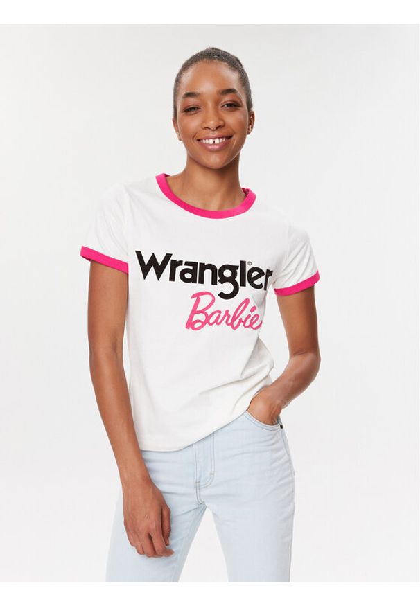 Wrangler T-Shirt Ringer 112346212 Biały Slim Fit. Kolor: biały. Materiał: bawełna