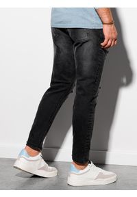 Ombre Clothing - Spodnie męskie jeansowe z dziurami SLIM FIT P1025 - czarne - XXL. Kolor: czarny. Materiał: jeans. Styl: młodzieżowy #8