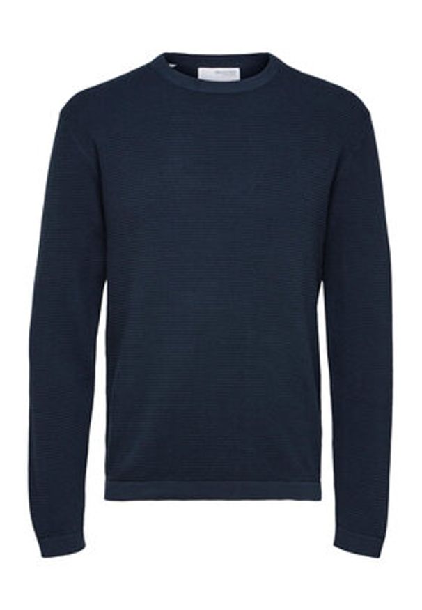 Selected Homme Sweter 16079776 Granatowy Regular Fit. Kolor: niebieski. Materiał: bawełna