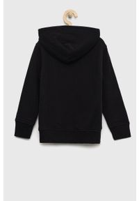 Abercrombie & Fitch bluza dziecięca kolor czarny z kapturem z aplikacją. Okazja: na co dzień. Typ kołnierza: kaptur. Kolor: czarny. Wzór: aplikacja. Styl: casual #2