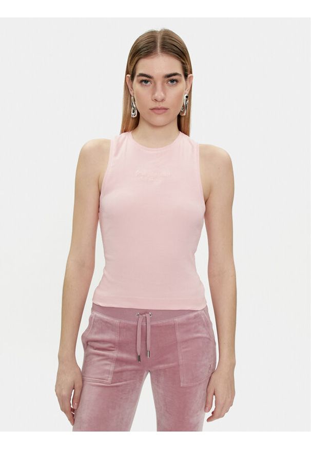 Juicy Couture Top Beckham JCBLV223811 Różowy Slim Fit. Kolor: różowy. Materiał: bawełna