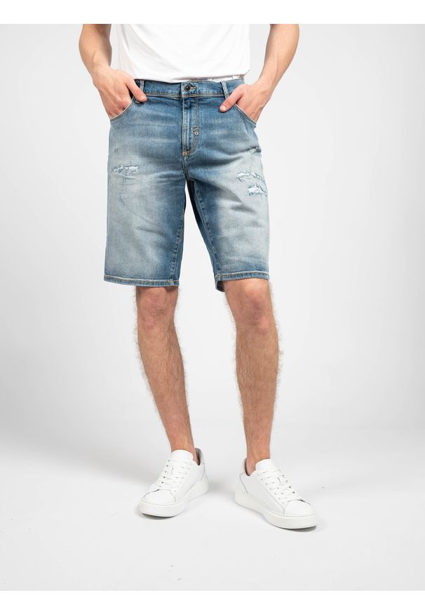 Antony Morato Szorty "Dave" | MMDS00072 FA750266 | Dave | Mężczyzna | Niebieski. Kolor: niebieski. Materiał: bawełna, elastan. Wzór: aplikacja