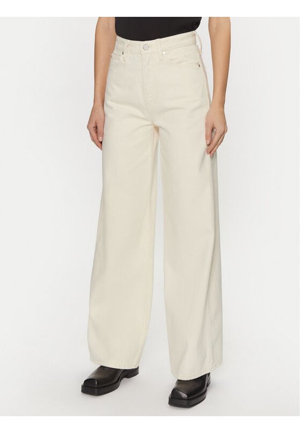 Calvin Klein Jeansy K20K208018 Écru Wide Leg