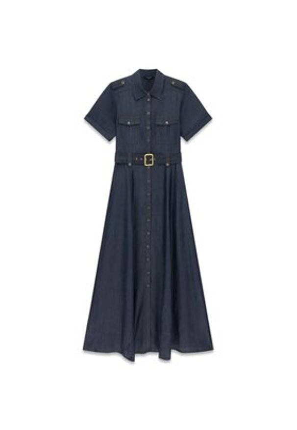 Marciano Guess Sukienka koszulowa G6GK60 D1056 Granatowy Classic Fit. Kolor: niebieski. Materiał: lyocell. Typ sukienki: koszulowe