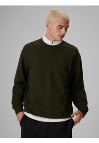 4f - 4F Bluza dresowa regular bez kaptura męska - khaki M. Okazja: na co dzień. Typ kołnierza: bez kaptura. Kolor: brązowy, oliwkowy, wielokolorowy. Materiał: dresówka. Styl: casual #2
