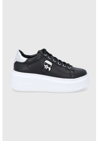 Karl Lagerfeld Buty skórzane kolor czarny na platformie. Nosek buta: okrągły. Zapięcie: sznurówki. Kolor: czarny. Materiał: skóra. Obcas: na platformie