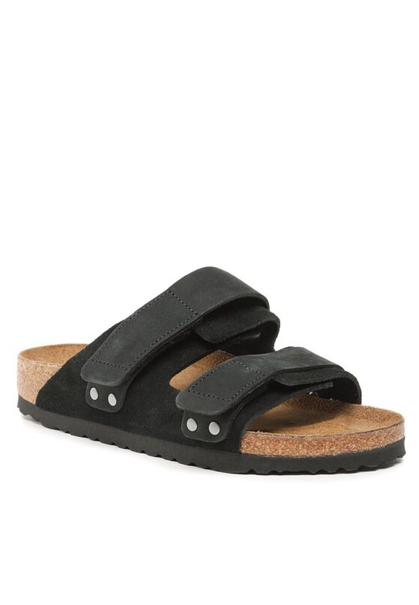 Birkenstock Klapki Uji 1024832 Czarny. Kolor: czarny. Materiał: nubuk, skóra