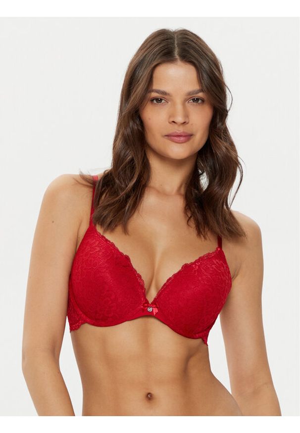 Hunkemöller Biustonosz z fiszbiną Marine 300245 Czerwony. Kolor: czerwony. Materiał: syntetyk