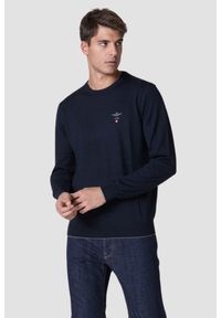 Aeronautica Militare - AERONAUTICA MILITARE Granatowy sweter męski Merino, Rozmiar XL. Kolor: niebieski