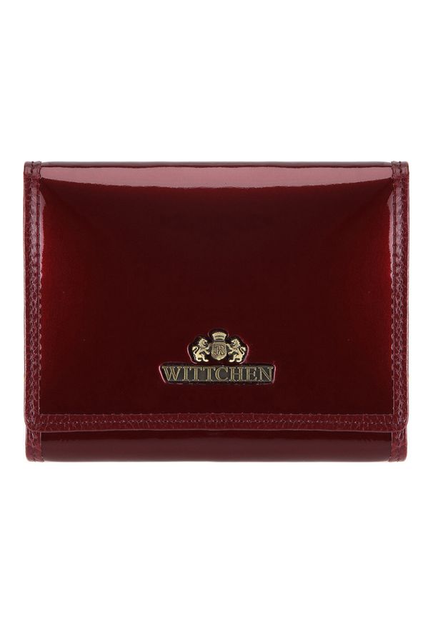 Wittchen - Damski portfel ze skóry lakierowany średni bordowy. Kolor: czerwony. Materiał: skóra, lakier. Wzór: aplikacja