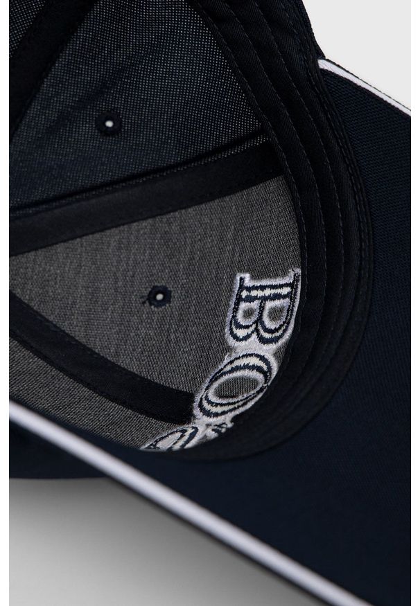 Boss Czapka BOSS ATHLEISURE kolor granatowy gładka. Kolor: niebieski. Wzór: gładki