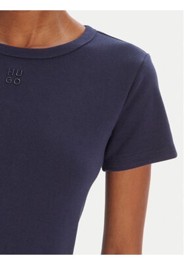 Hugo - HUGO T-Shirt Deloris 50512002 Granatowy Regular Fit. Kolor: niebieski. Materiał: bawełna