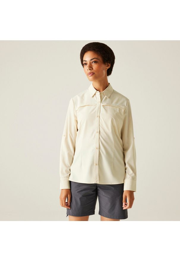 Regatta - Koszula do chodzenia z długim rękawem damska Travel Packaway. Kolor: fioletowy. Długość rękawa: długi rękaw. Długość: długie. Sport: turystyka piesza