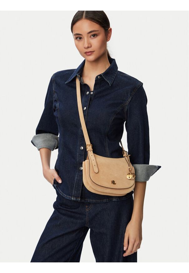 Lauren Ralph Lauren - LAUREN RALPH LAUREN Torebka 431P15642001 Beżowy. Kolor: beżowy. Materiał: skórzane, zamszowe