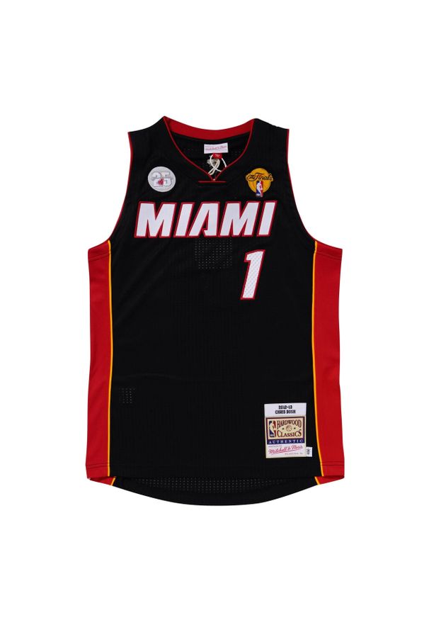 Mitchell & Ness - Koszulka Miami Heat Authentic Chris Bosh Road Finals 2012/13. Kolor: czarny. Materiał: jersey, poliester. Sport: koszykówka