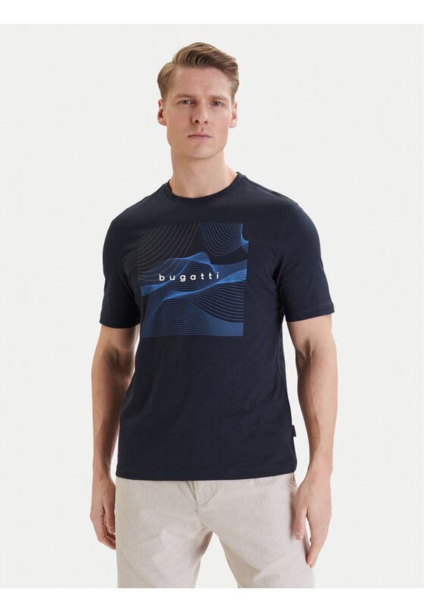 Bugatti T-Shirt 8350-75044C Granatowy Regular Fit. Kolor: niebieski. Materiał: bawełna