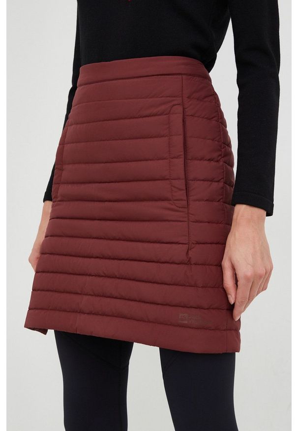 Jack Wolfskin spódnica kolor bordowy mini prosta. Stan: podwyższony. Kolor: czerwony. Materiał: materiał. Wzór: gładki