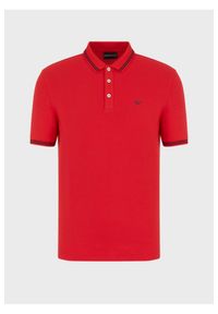 Emporio Armani - EMPORIO ARMANI Męska, czerwona, koszulka polo, Rozmiar S. Typ kołnierza: polo. Kolor: czerwony. Materiał: bawełna, elastan, dzianina. Wzór: nadruk #5