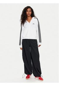 Adidas - adidas Bluza Essentials 3-Stripes French Terry IK8387 Biały Loose Fit. Kolor: biały. Materiał: bawełna #3