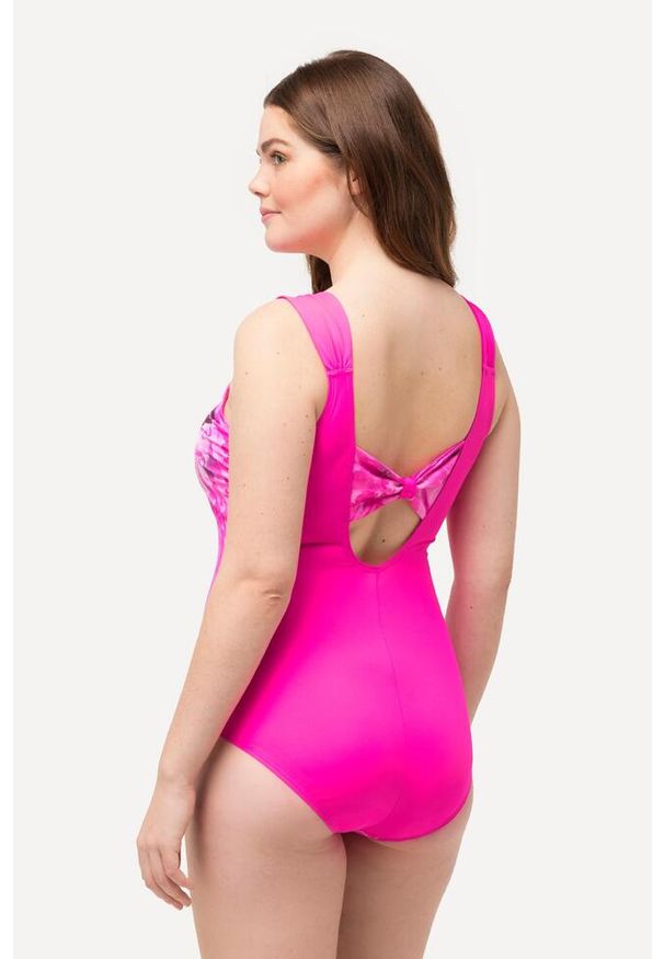 ULLA POPKEN - Damski Kostium kąpielowy skrzydła miękkie miseczki kokardka z recyklingu. Kolekcja: plus size. Kolor: różowy. Materiał: elastan, poliamid, materiał