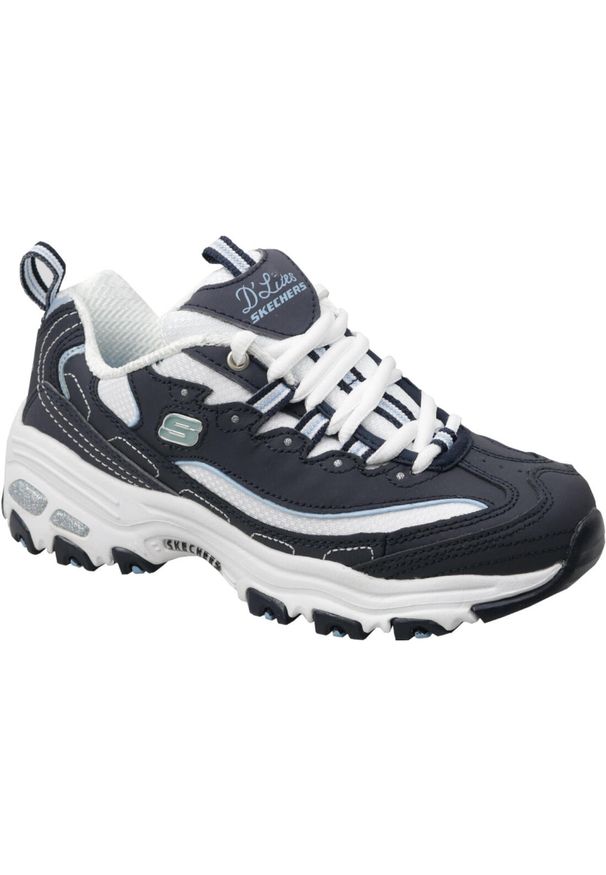 skechers - Buty do chodzenia damskie Skechers D Lites Biggest Fan. Zapięcie: sznurówki. Kolor: niebieski. Materiał: materiał, skóra, syntetyk. Szerokość cholewki: normalna. Sport: turystyka piesza