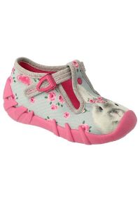 Befado obuwie dziecięce 110P425 różowe szare. Kolor: różowy, wielokolorowy, szary. Materiał: tkanina, bawełna