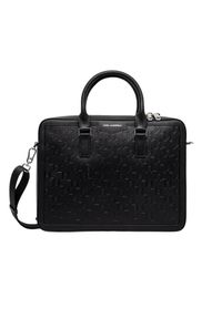 Karl Lagerfeld - KARL LAGERFELD Czarna męska aktówka skórzana z monogramem. Kolor: czarny. Materiał: skóra #6