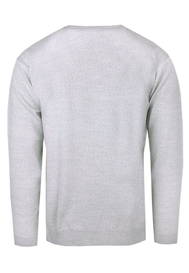 Męski Sweter Wełniany (V-neck) - Max Sheldon - Jasny Popiel. Materiał: wełna, akryl. Sezon: jesień, zima. Styl: klasyczny