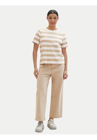 Tom Tailor T-Shirt 1040584 Beżowy Regular Fit. Kolor: beżowy. Materiał: bawełna