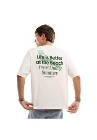 SIROKO - Męska koszulka z krótkim rękawem z bawełny organicznej Lifestyle Siroko Life. Kolor: beżowy. Materiał: bawełna. Długość rękawa: krótki rękaw. Długość: krótkie #2