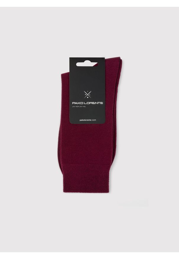 Pako Lorente - PAKO LORENTE - Bordowe skarpetki męskie. Kolor: czerwony. Wzór: gładki