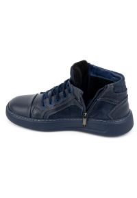 KOMODO Buty męskie skórzane zimowe sneakersy 886K granatowe niebieskie. Kolor: niebieski. Materiał: skóra. Sezon: zima #9