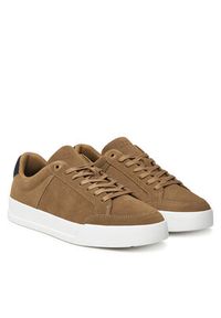 TOMMY HILFIGER - Tommy Hilfiger Sneakersy Th Court Summer Suede FM0FM05517 Brązowy. Kolor: brązowy. Materiał: zamsz, skóra #4