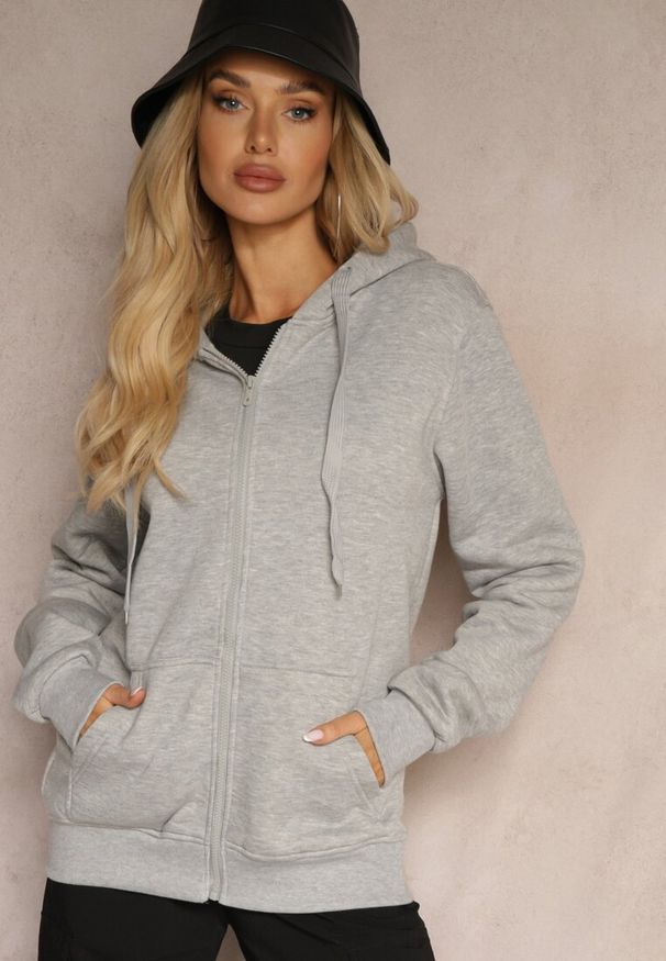 Renee - Szara Klasyczna Bluza z Kapturem i Sznurkami Ballata. Okazja: na co dzień. Typ kołnierza: kaptur. Kolor: szary. Materiał: materiał, jeans. Długość rękawa: długi rękaw. Długość: długie. Styl: klasyczny