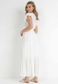 Born2be - Biała Sukienka Cephemus. Kolor: biały. Materiał: materiał. Wzór: jednolity, gładki. Sezon: lato. Typ sukienki: rozkloszowane, kopertowe. Styl: wakacyjny. Długość: maxi #4
