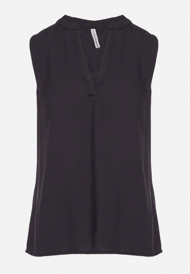 Born2be - Granatowa Wiskozowa Bluzka Ozdobiona Wycięciem Tilonira. Okazja: na co dzień. Kolor: niebieski. Materiał: wiskoza. Wzór: aplikacja. Styl: casual, klasyczny, elegancki