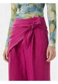 Marella Spodnie materiałowe Solista 2613131114 Różowy Relaxed Fit. Kolor: różowy. Materiał: len #5