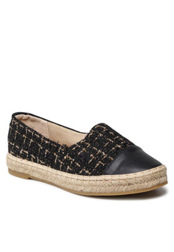 DeeZee Espadryle WSS990-104 Czarny. Kolor: czarny. Materiał: skóra