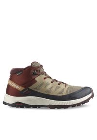 salomon - Trekkingi Salomon Outrise Mid Gtx L47143700 Safari/Burnt Henna/Fiery Red. Kolor: brązowy. Sport: turystyka piesza #1