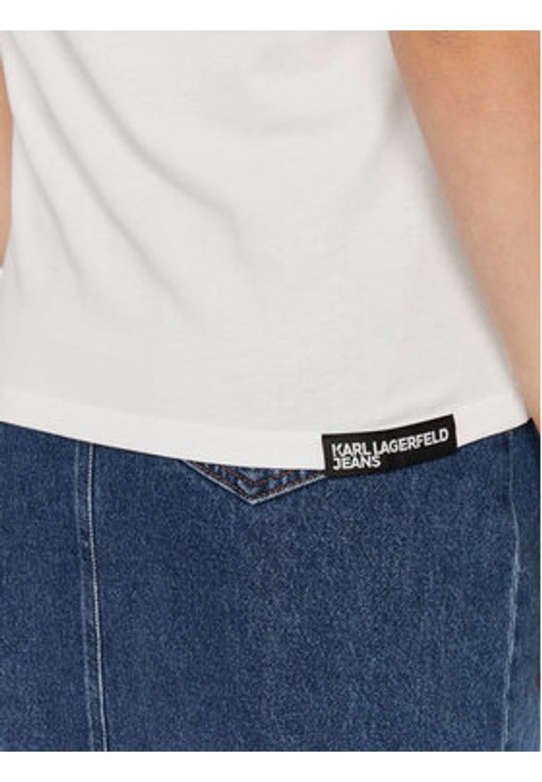 Karl Lagerfeld Jeans T-Shirt A1W17004 Biały Slim Fit. Kolor: biały. Materiał: bawełna