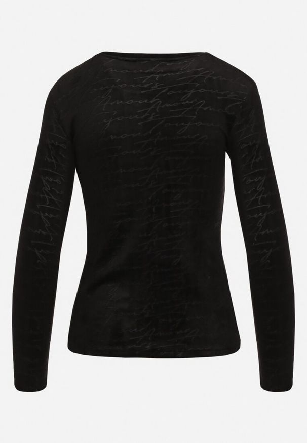 Born2be - Czarna Bluzka Ozdobiona Tłoczeniem Laorelle. Okazja: na spotkanie biznesowe, na co dzień, do pracy. Kolor: czarny. Materiał: jeans. Wzór: aplikacja. Styl: elegancki, biznesowy, casual