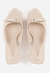 Born2be - Beżowe Sandały VICES na Szpilce z Klamerką z Cyrkoniami na Nosku Peep Toe Ismene. Okazja: na co dzień. Nosek buta: otwarty. Zapięcie: klamry. Kolor: beżowy. Materiał: jeans. Obcas: na szpilce. Styl: casual, elegancki #2