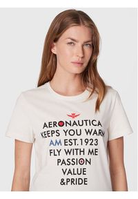 Aeronautica Militare T-Shirt 222TS2037DJ496 Beżowy Regular Fit. Kolor: beżowy. Materiał: bawełna #4