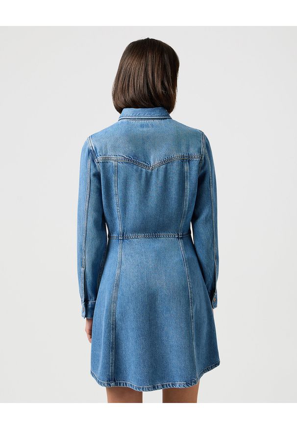 Wrangler - WRANGLER DAMSKA SUKIENKA JEANSOWA WRANGLER A LINE SHIRT DRESS PARTNERS 112350340. Materiał: jeans