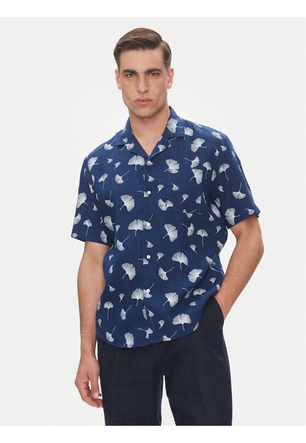 Pierre Cardin Koszula C6 45610.0486 Granatowy Regular Fit. Kolor: niebieski. Materiał: len